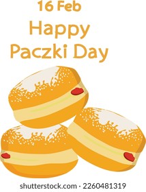 February 16 is paczki day Vector illustration.
