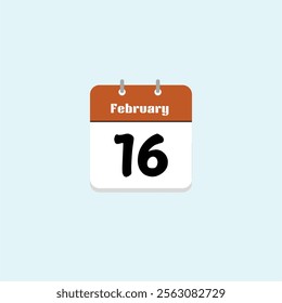 February 16th: Calendar Date Illustration