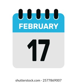 february 17 calendar icon reminder Vector design Illustration.