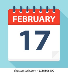 February 17 - Calendar Icon - Vector Illustration