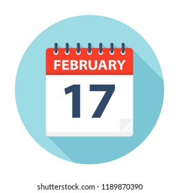 February 17 - Calendar Icon - Vector Illustration