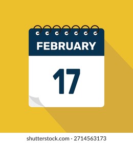 Febrero 17 Calendario Icono Ilustración vectorial con diseño