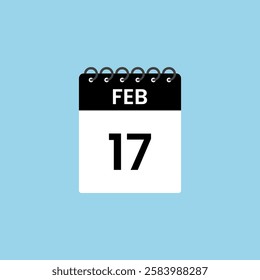 February 17 calendar reminder. 17th February Date Month calendar icon design template.