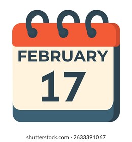 17 de fevereiro vetor calendário no fundo branco
Calendário vetorial com data
