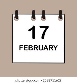 February 17. Daily Calendar icon for design. Simple design for business brochure, flyer, print media, advertisement. Easily editable.