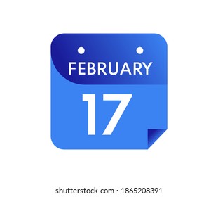 17 de febrero Fecha en un calendario de un solo día en estilo plano, icono del calendario del 17 de febrero