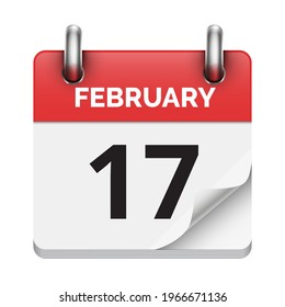 17 de febrero calendario diario plano realista fecha icono fecha vectorial imagen