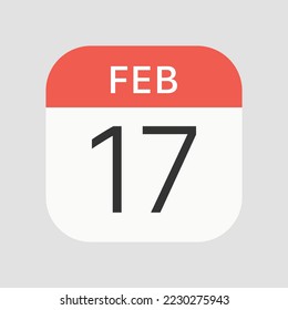 February 17 icon isolated on background. Calendar symbol modern, simple, vector, icon for website design, mobile app, ui. Vector Illustration