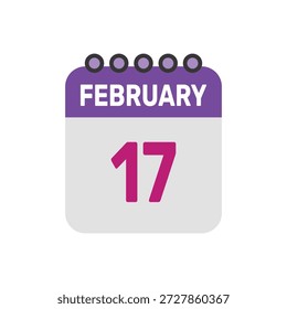 17. Februar Icon Vektor beginnt mit bunten Kalenderseite