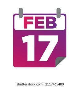 February 17. Single day calendar. minimalist flat illustration in purple color. eps 10