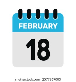 february 18 calendar icon reminder Vector design Illustration.