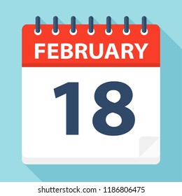 February 18 - Calendar Icon - Vector Illustration
