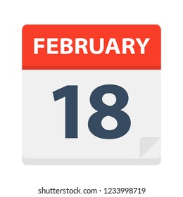 February 18 - Calendar Icon - Vector Illustration