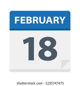 February 18 - Calendar Icon - Vector Illustration