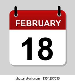 February 18 , calendar icon vector illustration