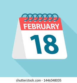 February 18 - Calendar Icon - Vector Illustration