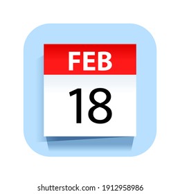 February 18. Calendar Icon. Vector Illustration.
