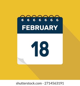 february 18 calendar icon vector illustration with design