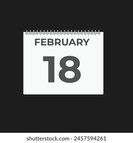 February 18 calendar reminder. 18 February daily calendar icon template. Calendar 18 February icon Design template. Vector illustration
