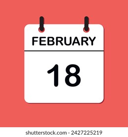 February 18. Daily Calendar icon for design. Simple design for business brochure, flyer, print media, advertisement. Easily editable.