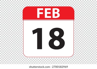18 de fevereiro datas ícone calendário. ícone calendário simples e moderno no fundo branco.