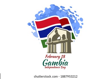 18. Februar, Unabhängigkeitstag von Gambia Vektorgrafik. Geeignet für Grußkarten, Poster und Banner 