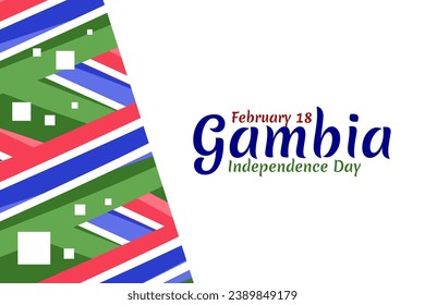 February 18, Independence Day of Gambia vector illustration. Suitable for greeting card, poster and banner 