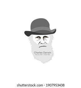 February 1809, The Mount House, Shrewsbury, United Kingdom. Illustration of Charles Darwin Portrait. International Darwin Day. International Day of Science and Humanism.