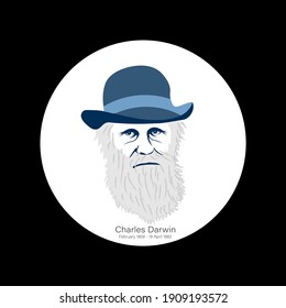 February 1809, The Mount House, Shrewsbury, United Kingdom. Illustration of Charles Darwin Portrait. International Darwin Day. International Day of Science and Humanism.