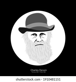 February 1809, The Mount House, Shrewsbury, United Kingdom. Illustration of Charles Darwin Portrait. International Darwin Day. International Day of Science and Humanism.