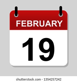 February 19 ,calendar icon vector illustration