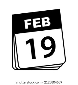 February 19. Calendar Icon. Vector Illustration.