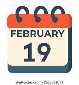 February 19 calendar vector on white background
Vector calendar with date