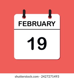 February 19. Daily Calendar icon for design. Simple design for business brochure, flyer, print media, advertisement. Easily editable.