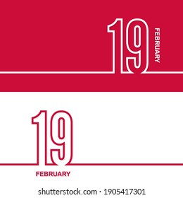 February 19. Set of vector template banners for calendar, event date.