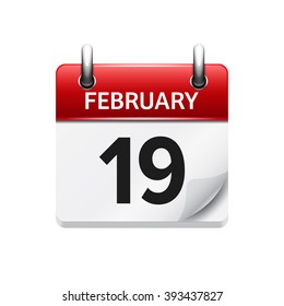 February 19. Vector flat daily calendar icon. Date and time, day, month. Holiday.