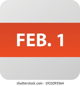 February 1st date icon, single day vector illustration modern flat style. Calendar element for web design, schedule, planner, organizer. 