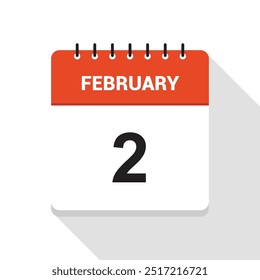 Icono de fecha del calendario del 2 de febrero