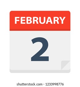 February 2 - Calendar Icon - Vector Illustration