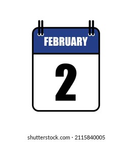 February 2 Calendar Icon Vector Illustration . Date , Day Of Mouth