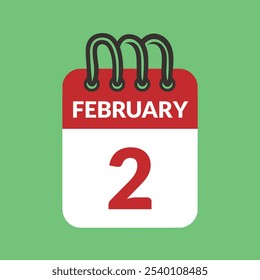 February 2 Calendar icon vector illustration.