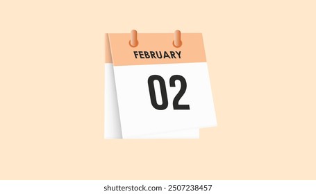 February 2 - calendar and Time planner. Daily Calendar Icon reminder. Vector Illustration.