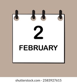 February 2. Daily Calendar icon for design. Simple design for business brochure, flyer, print media, advertisement. Easily editable.