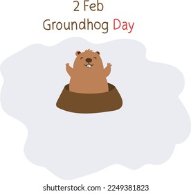 February 2 is Groundhog Day Vector illustration.