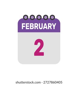 februar 2 icon vektor beginnt mit bunt kalender seite
