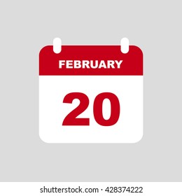 FEBRUARY 20 calendar Icon.