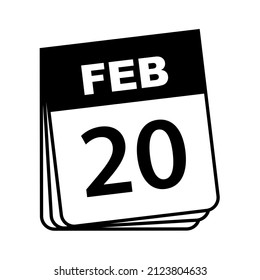 20. Februar. Kalendersymbol. Vektorgrafik.