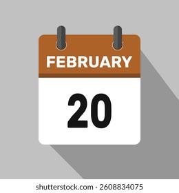 february 20 calendar icon vector month date number illustration design