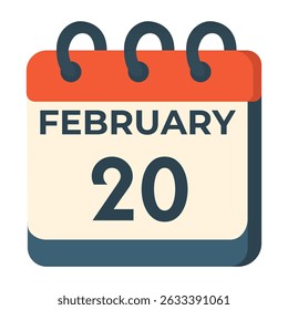 February 20 calendar vector on white background
Vector calendar with date
