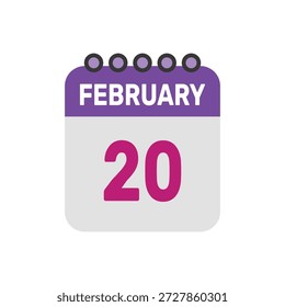 februar 20 icon vektor beginnt mit bunten kalender seite